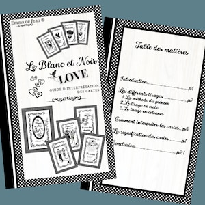Guide d'interprétation des cartes + méthodes de tirage du Blanc et Noir LOVE - format E-book téléchargeable et imprimable