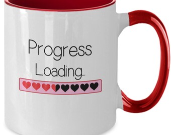 Progress loading two tone mug gift for weight loss, self-care, mental health reminder, recovery gift, mindset, self-improvement