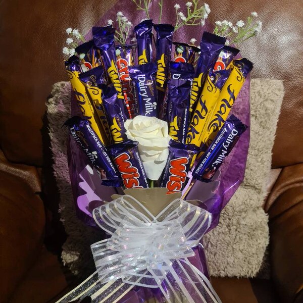 Handmade Bespoke Chocolate Bouquets - Mixed Cadburys with flowers