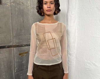 RITSUKO SHIRAHAMA Beige Patchwork Mesh Top