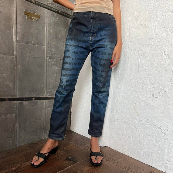 VIVIENNE WESTWOOD Blue Typewriter Print Jeans