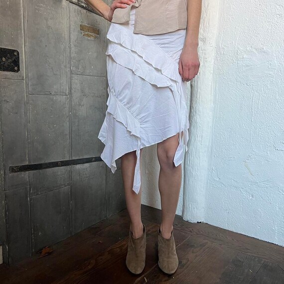 ITALIAN BRAND Flowy White & Khaki Back Skirt - image 3