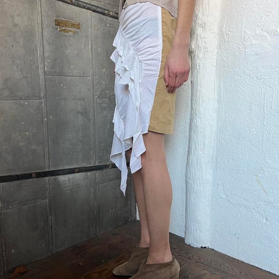 ITALIAN BRAND Flowy White & Khaki Back Skirt - image 2