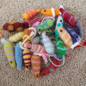 Stripes & Lilly&#39;s Felted Mice (Additional Catnip Bag Optional)