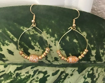 BOHO Style Gold Beaded Hoops