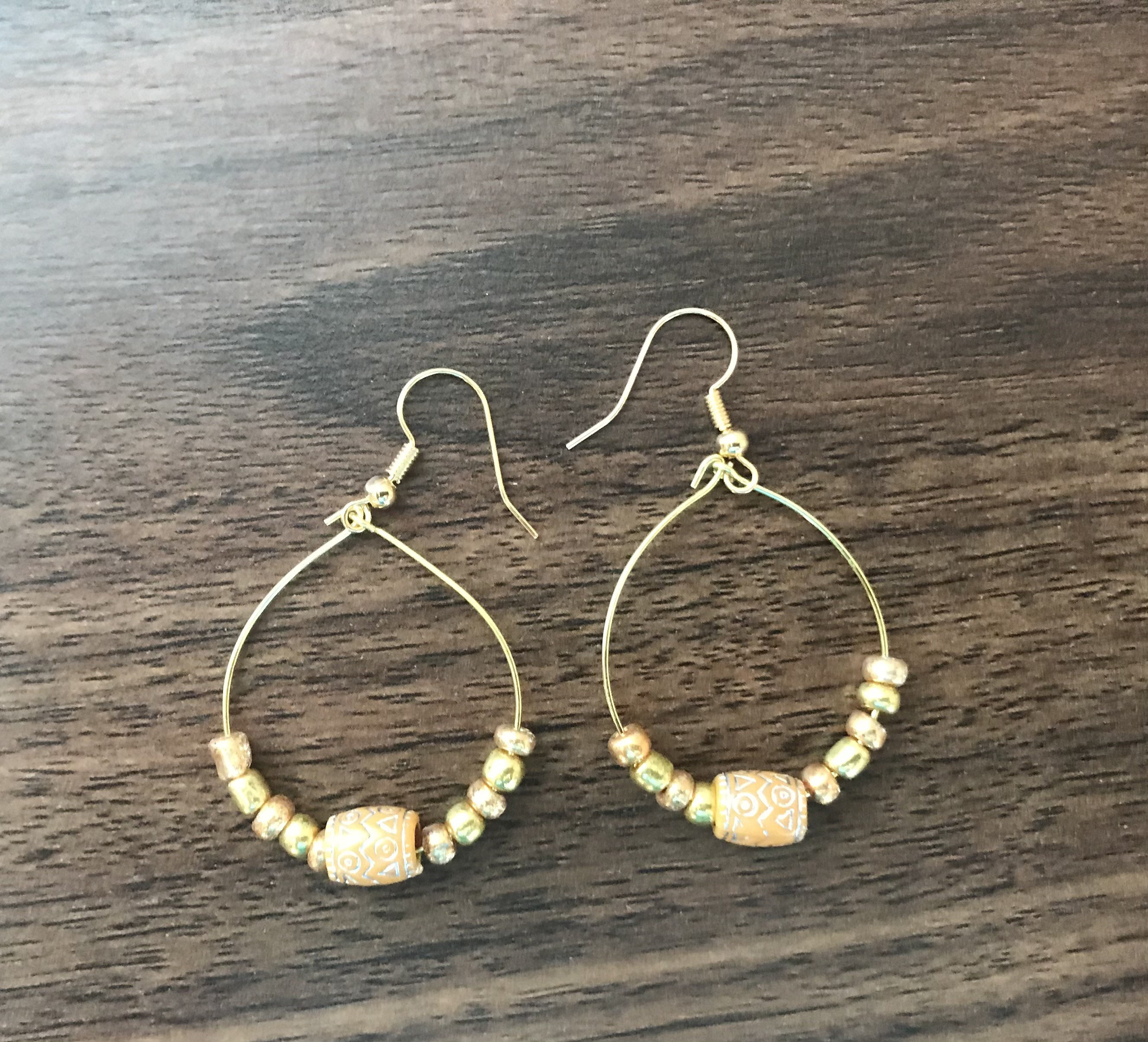 BOHO Style Gold Beaded Hoops Etsy UK
