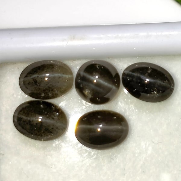 5 Carat, Natural Black Cats Eye, 5 Pieces Lot, Sillimanite Gemstone, Natural Gemstone, Cabochon, Cats Eye Stone, Gemstone, Jewelry making.