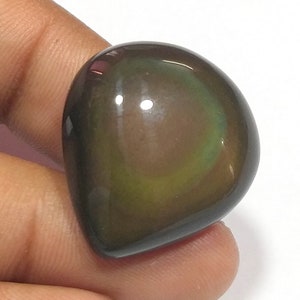 Rainbow Obsidian Cabochon / Top Grade Flashy Rainbow Obsidian Gemstone / Heart Shape / 32 Carat. / 26X23X8 MM. Big Size Cab Loose Gemstone.