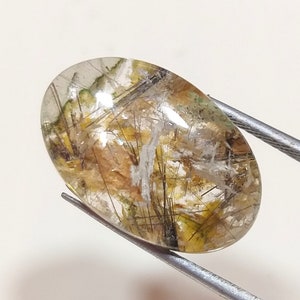 16 Carat. Amazing Rutile Lodolite Garden Quartz Cabochon Natural Garden Quartz Gemstone 22x15x7 MM Top Quality Garden Quartz Loose Stone.