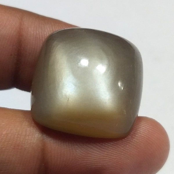 Pierre de lune grise, pierre de lune grise, pierre précieuse naturelle, cabochon, pierre flashy, pierre précieuse pour la fabrication de bijoux en forme de coussin, 35 carats. 21X21X10 MM.