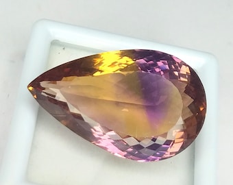 57 Karat Natürlicher Ametrin Edelstein, Bio Farbe Ametrin facettiert, Lila Ametrin Lose Stein Jwellery Ametrin Stein Birne 35x21x13 MM.