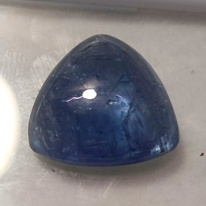 10 Carats. Natural Tanzanite Cabochon. Trillion AA Grade Blue Color. 15X15X5 MM. Translucent Tanzanite Loose Gemstone. Deep Color .