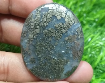 52 Carat, Natural Marcasite Cabochon Gemstone, 39x31x5 MM, Marcasite Jewelry, Semi Precious Handmade Hand Polish Marcasite Loose Gemstone.