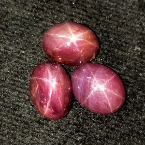 11 CT, Natural Star Ruby 3 Pieces Lot, Oval Star Ruby, Star Ruby Lot, Star Ruby Gemstone, Natural Red Star Ruby, Star Ruby Lot Cabochon.