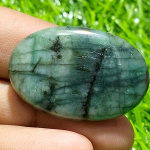 34 Carat. Natural Zambia Emerald Cabochon Gemstone. Oval Emerald Cabochon Stone. 33x22x5 MM Merry Christmas Making Jewelry Loose Gemstone.