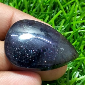 37 Carat, Natural  AAA Iolite Sunstone Cabochon Gemstone, Pear Shape 32x22x7 MM Iolite Sunstone Cabochon Loose Stone Semi Precious Gems.