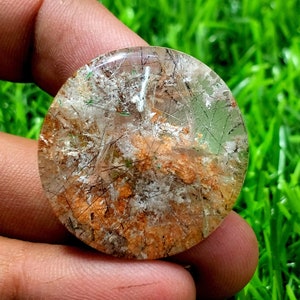 56 Carat. Amazing Rutile Lodolite Garden Quartz Cabochon Natural Garden Quartz Gemstone 28X28X10 MM Top Quality Garden Quartz Loose Stone.