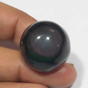 Rainbow Obsidian Cabochon / Top Grade Flashy Rainbow Obsidian Gemstone / Round Shape / 43 Carat. / 21X21X14 MM. Big Size Cab Loose Gemstone.