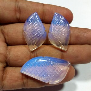 57 Carat, Top Quality Opalite Carving 3 Piece jewelry set Pendant + Earrings, Opalite Carving, Jewelry Making Opalite Caring Loose Gemstone.