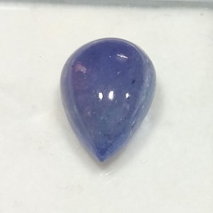 10 Carats. Natural Tanzanite Cabochon. Pear AA Grade Blue Color. 16x12x7 MM. Translucent Tanzanite Loose Gemstone. Deep Color Tanzanite.