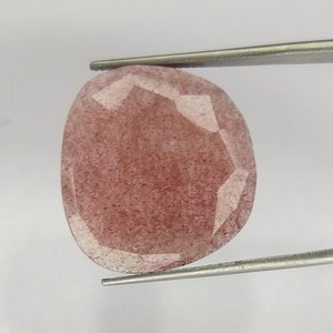 Strawberry Quartz Faceted Rose Cut / High Quality Strawberry Quartz Gemstone/ For Jewelry / Fancy Shape 25 Ct. / 24X22X5 MM. Loose Gemstone.