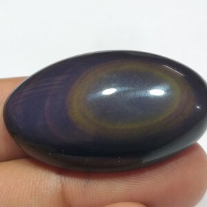 Rainbow Obsidian Cabochon / Top Grade Flashy Rainbow Obsidian Gemstone / Oval Shape / 45 Carat. / 36X22X9 MM. Big Size Cab Loose Gemstone.