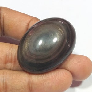 Rainbow Obsidian Cabochon / Top Grade Flashy Rainbow Obsidian Gemstone / Oval Shape / 68 Carat. / 36X26X10 MM. Big Size Cab Loose Gemstone.