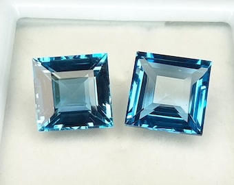 Swiss Blue Topaz Faceted Sparkling Stone Square Shape Normal Cut Reasonable Price Loose Gemstone. Sezer Cutting 22 Carats 15x15x11 MM Swiss Blue Topaz Faceted Sparkling Stone Square Shape Normal Cut Reasonable Price Loose Gemstone. Sezer Cutting 22 Carats 15x15x11 MM