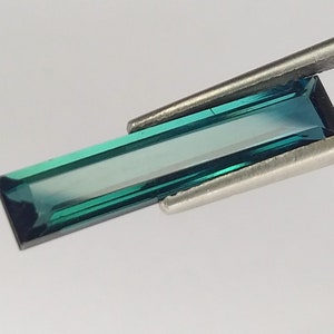 3 Carat. Natural Blue Color Tourmaline Faceted Cut 22x5x3 MM. Ascher Cut Rectangle Shape. Calibrated Size Attractive Price. Loose Gemstone.
