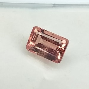 2 Carat. Natural Peach Color Tourmaline Faceted Cut 8x5x4 MM. Ascher Cut Rectangle Shape. Calibrated Size Attractive Price. Loose Gemstone.