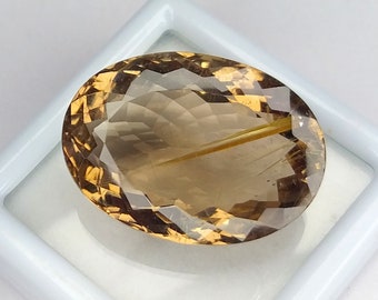 50 Karat Goldener Rutilquarz Facettiert / Goldener RutilquarzSchliff Edelstein / Für Schmuck / Ovale Form 29x21x12 MM. Lockerer Edelstein.