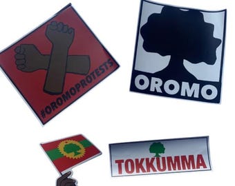 Pacchetto di adesivi con la bandiera Oromo / Decalcomanie della cultura Oromia, set per laptop, borraccia e auto