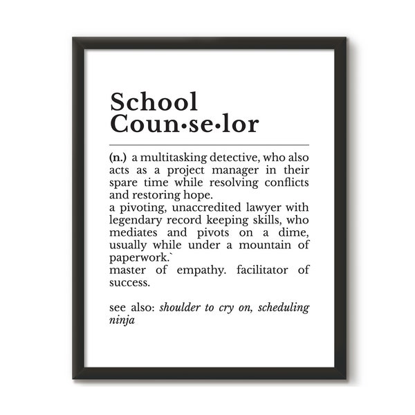 Funny School Counselor Gift, Definition Print For School Counseling Staff, Unisex Wall Art, Printable Therapy Office Decor