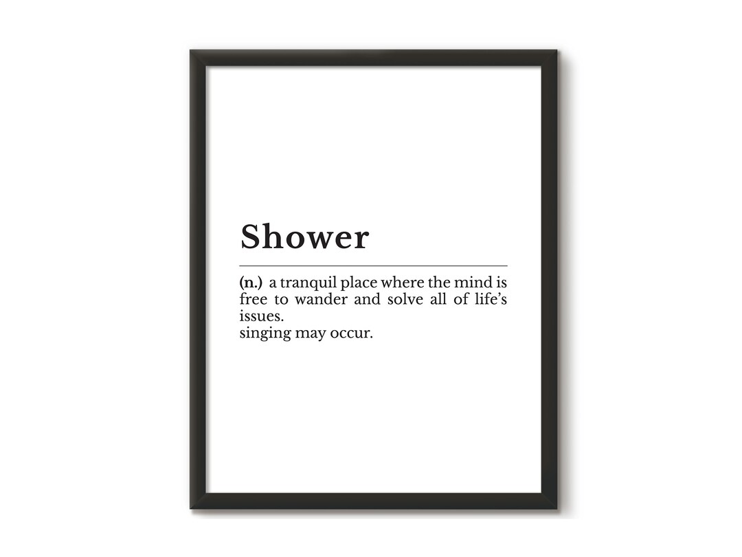 Funny Bathroom Shower Definition Print Guest Bathroom Print Etsy
