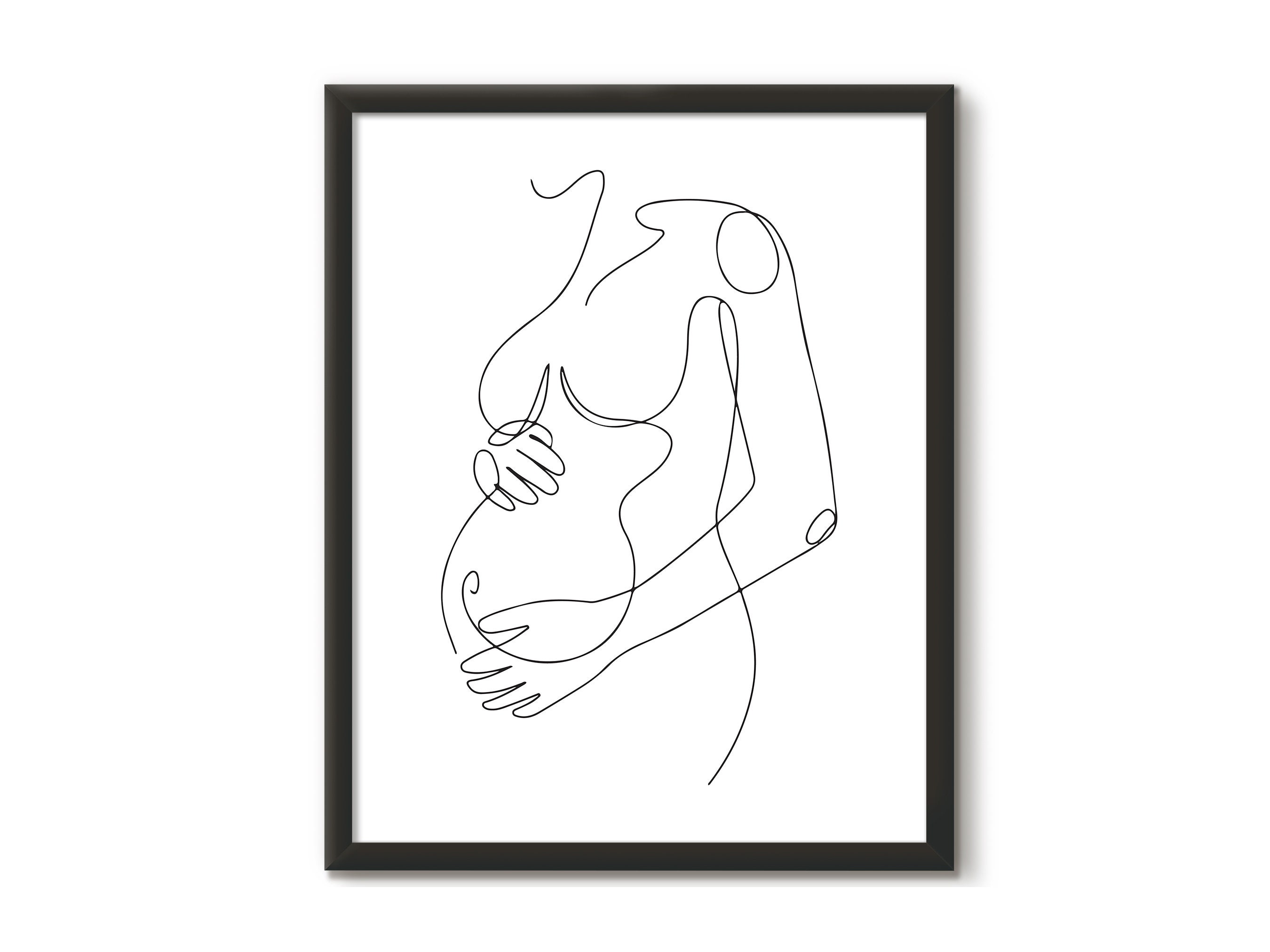 Dessin au trait continu dune femme enceinte, art mural imprimable minimal,  cadeau de grossesse pour la première fois maman -  France