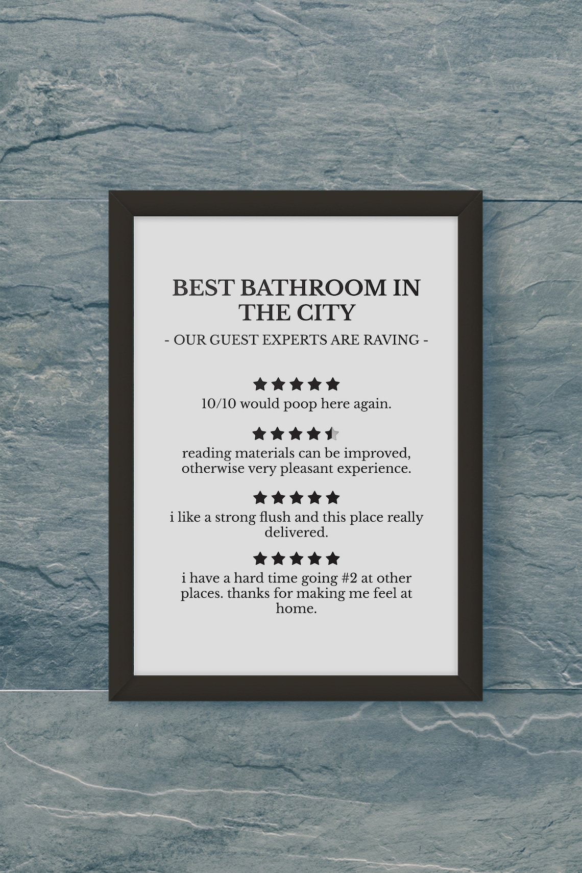 Printable Funny Bathroom Reviews Sign, Guest Bathroom Wall Decor ...