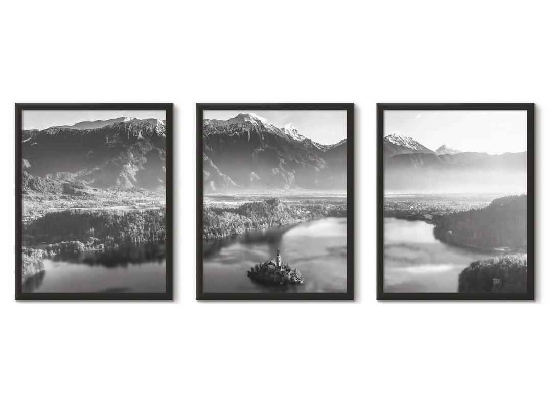 Black and White Art, Mountain Wall Art, 3 Piece Art Prints, Set of 3 ...