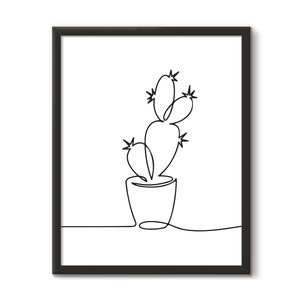 Minimalistische Kaktus Line Art, Single Line Druckbare Wandkunst, Kaktus Fortlaufende Linie Zeichnung Poster