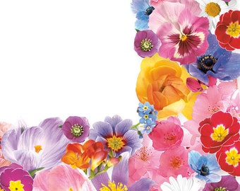 3-PLY Flower Tissue Paper Decoupage Napkins 33cm x 33cm Lunch Serviettes - Pack of 20 (Spring Floral Composition)