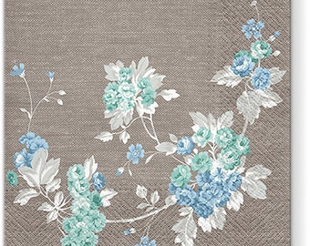 3-PLY Flower Tissue Paper Decoupage Napkins 33cm x 33cm Lunch Serviettes - Pack of 20 (Peaceful Garden)