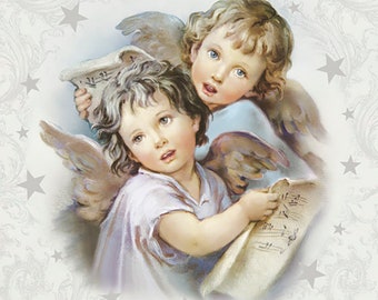 3-PLY Fairytale Christmas Tissue Paper Decoupage Napkins 33cm x 33cm Serviettes - Pack of 20 (Two Christmas Angels)