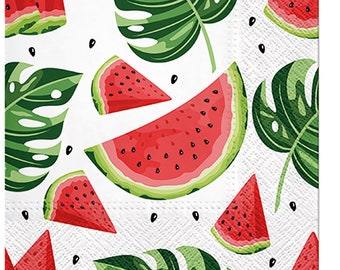 3-PLY Tasty Tissue Paper Decoupage Napkins 33cm x 33cm Lunch Serviettes - Pack of 20 (Tasty Watermelons)