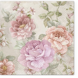 3-PLY Flower Tissue Paper Decoupage Napkins 33cm x 33cm Lunch Serviettes - Pack of 20 (Memory of Summer)