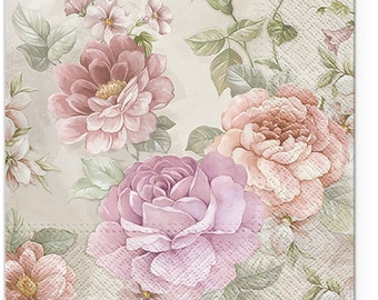 3-PLY Flower Tissue Paper Decoupage Napkins 33cm x 33cm Lunch Serviettes - Pack of 20 (Memory of Summer)