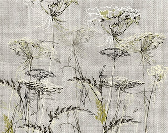 3-lagige florale Decoupage Servietten aus Seidenpapier 33cm x 33cm - 20er Pack (Achillea Skizze auf Leinen Hintergrund)