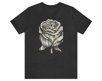 Floral rose T-shirt, engraved Rose, Floral T-shirt, Rose T-shirt, Flowers Tee, Beautiful Flower T-shirt, unisex Floral t-shirt, Flower, Rose