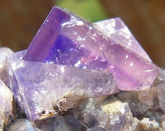 Purple Fluorite Hollywell Mine, Rogerley Quarry - Uncommon Locality, Purple Crystal - Frosterley, Weardale, UK - 61x50x35mm / 105.9g