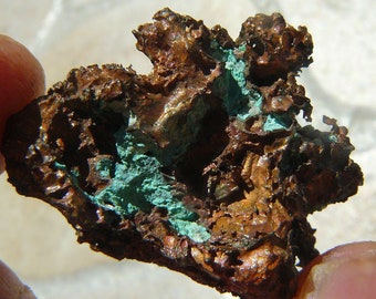 Native Copper - Keweenaw Peninsula, Michigan, USA - 28x21x16mm / 16.5g - Nice Gnarly Specimen with Malachite
