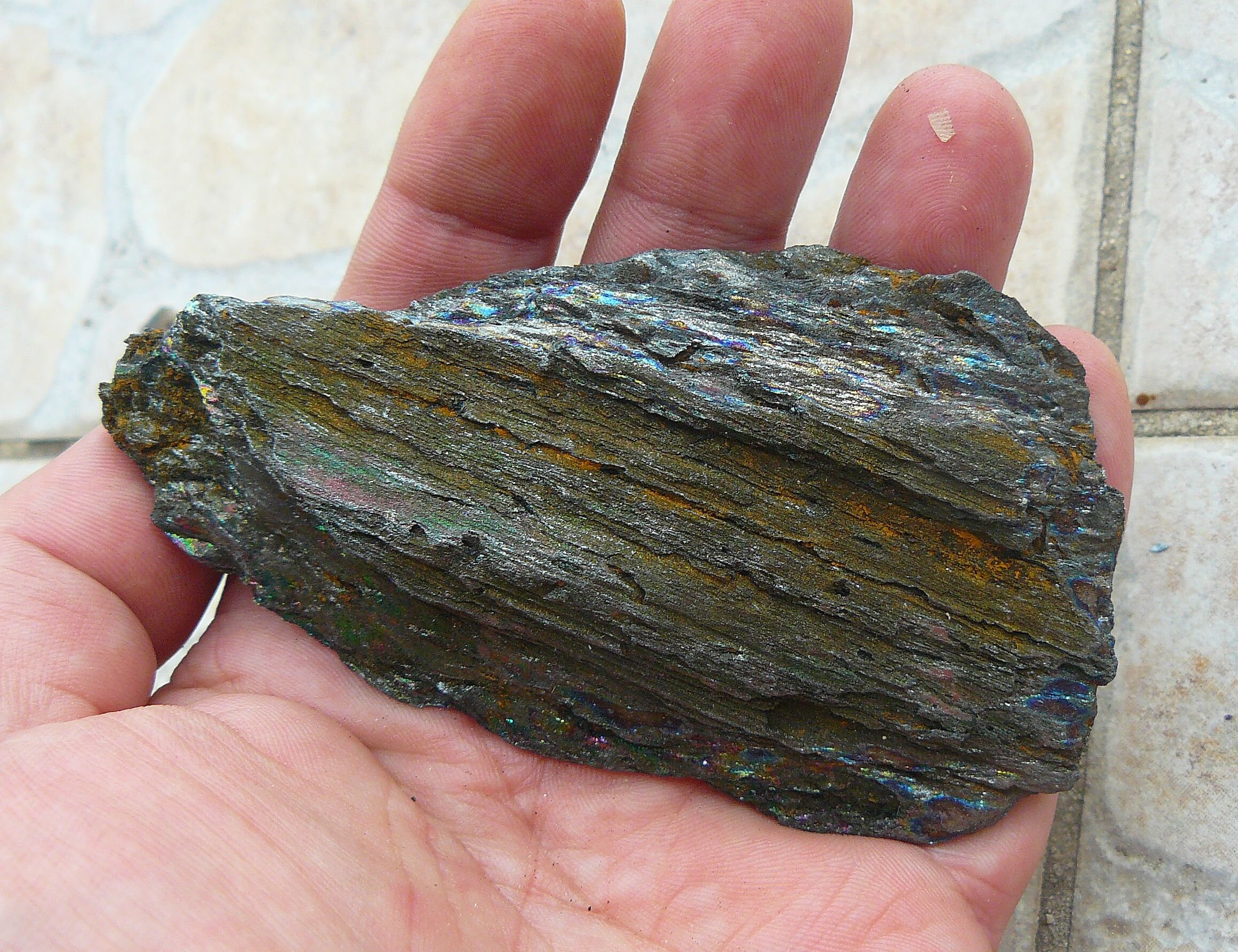 Rainbow Hematite Heart, Titanium Coated Hematite, Hematite