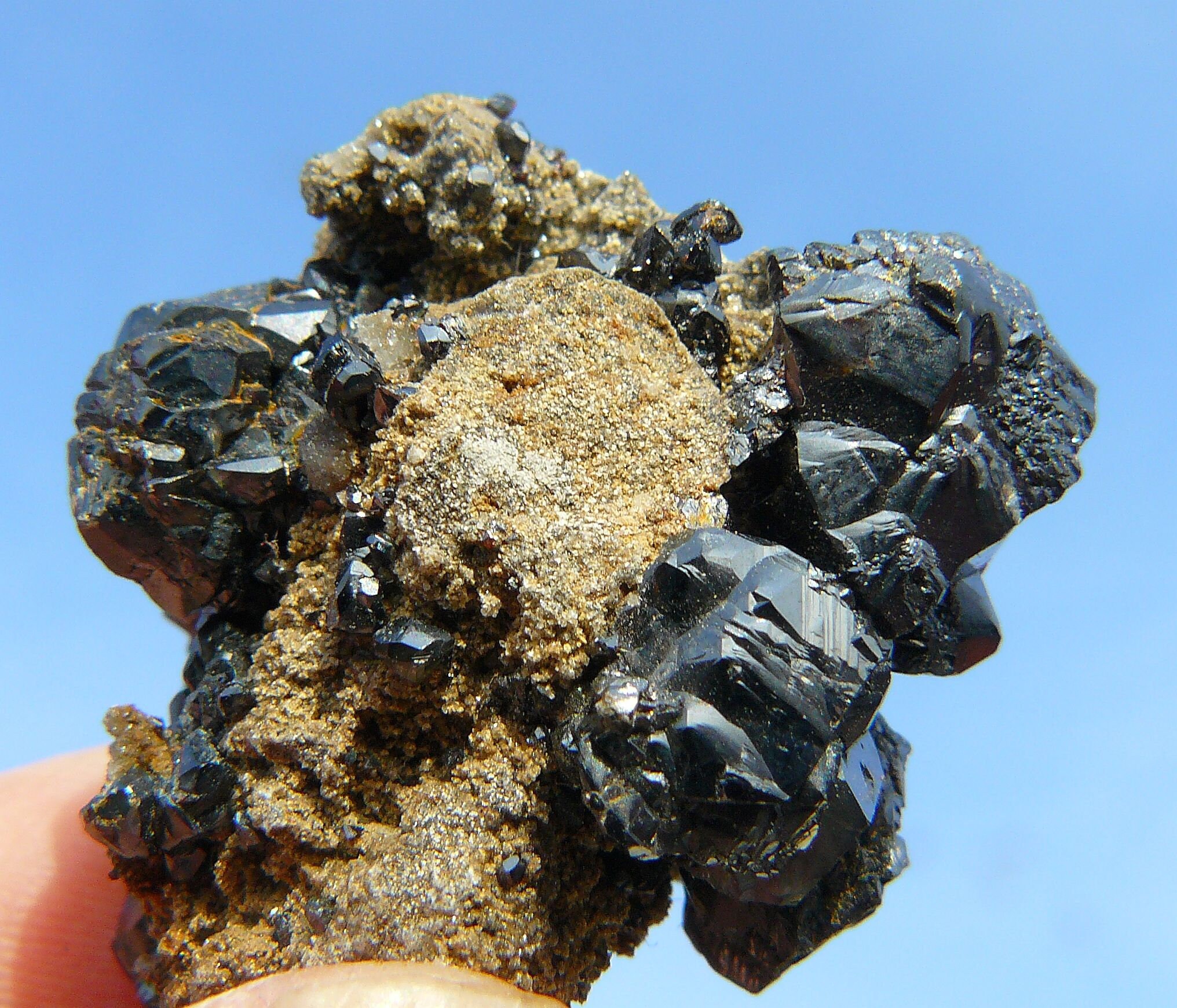 Sphalerite Crystals on Matrix - Hydraulic Shaft, Smallcleugh Mine, Alston Moor, UK - 37x27x20mm / 17.7g - Lustrous Crystals 1970's Find